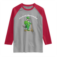 Funny Raccoon St Patricks Day Meme Raglan Shirt Off To Get Shamrocked