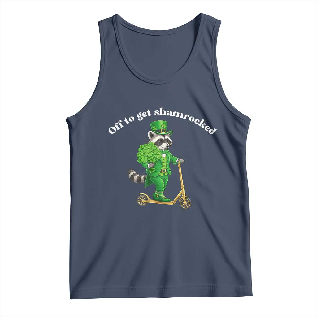 Funny Raccoon St Patricks Day Meme Tank Top Off To Get Shamrocked