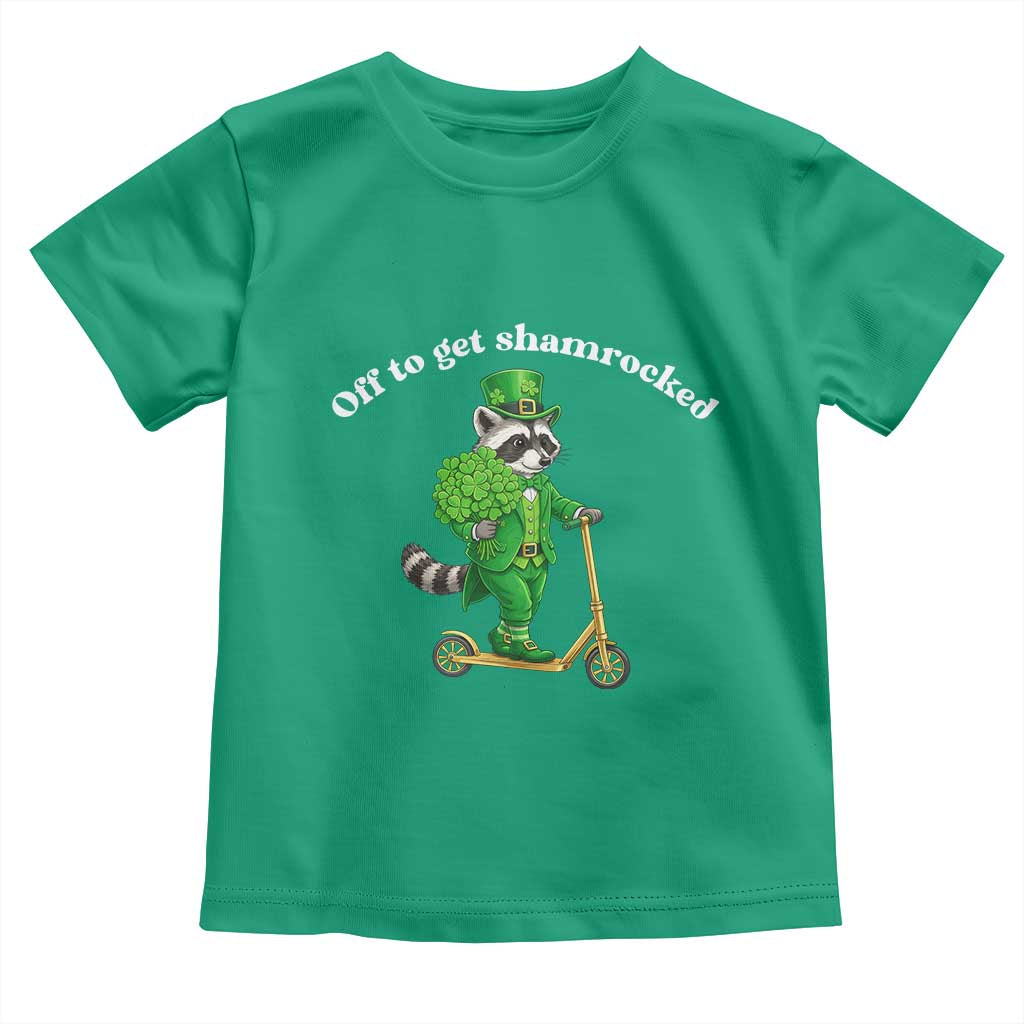 Funny Raccoon St Patricks Day Meme Toddler T Shirt Off To Get Shamrocked