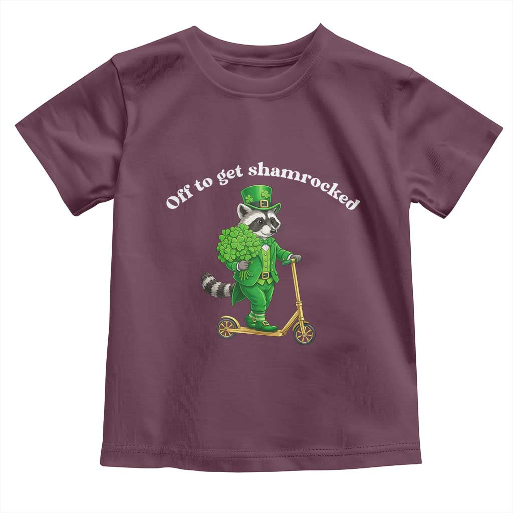 Funny Raccoon St Patricks Day Meme Toddler T Shirt Off To Get Shamrocked