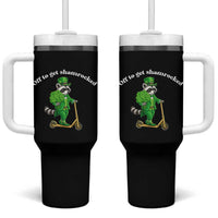 Funny Raccoon St Patricks Day Meme Tumbler With Handle Off To Get Shamrocked