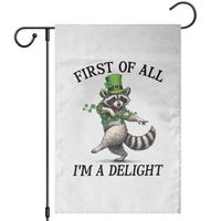 Funny Raccoon St Patricks Day Meme Garden Flag First Of All I Am Delight