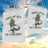 Funny Raccoon St Patricks Day Meme Garden Flag First Of All I Am Delight
