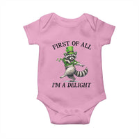 Funny Raccoon St Patricks Day Meme Baby Onesie First Of All I Am Delight
