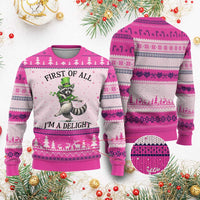 Funny Raccoon St Patricks Day Meme Ugly Christmas Sweater First Of All I Am Delight