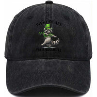 Funny Raccoon St Patricks Day Meme Washed Cotton Baseball Cap First Of All I Am Delight