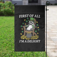 Funny St Patricks Day Raccoon Drinking Beer Garden Flag First Of All I Am Delight