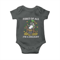 Funny St Patricks Day Raccoon Drinking Beer Baby Onesie First Of All I Am Delight