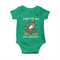 Funny St Patricks Day Raccoon Drinking Beer Baby Onesie First Of All I Am Delight