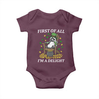 Funny St Patricks Day Raccoon Drinking Beer Baby Onesie First Of All I Am Delight