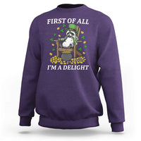 Funny St Patricks Day Raccoon Drinking Beer Sweatshirt First Of All I Am Delight