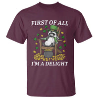 Funny St Patricks Day Raccoon Drinking Beer T Shirt First Of All I Am Delight