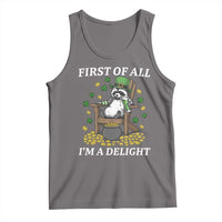 Funny St Patricks Day Raccoon Drinking Beer Tank Top First Of All I Am Delight