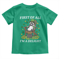 Funny St Patricks Day Raccoon Drinking Beer Toddler T Shirt First Of All I Am Delight