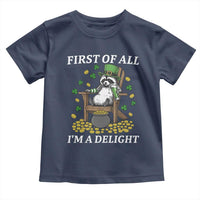 Funny St Patricks Day Raccoon Drinking Beer Toddler T Shirt First Of All I Am Delight