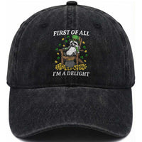 Funny St Patricks Day Raccoon Drinking Beer Washed Cotton Baseball Cap First Of All I Am Delight