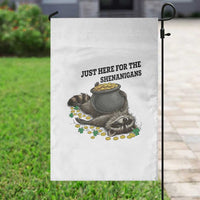 Funny Raccoon St Patricks Day Meme Garden Flag Just Here For The Shenanigans
