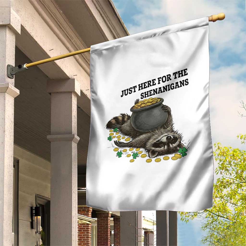 Funny Raccoon St Patricks Day Meme Garden Flag Just Here For The Shenanigans