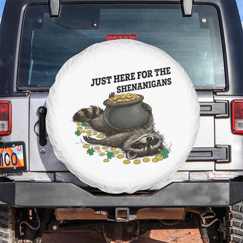 Funny Raccoon St Patricks Day Meme Spare Tire Cover Just Here For The Shenanigans
