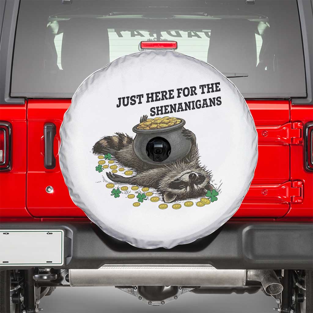 Funny Raccoon St Patricks Day Meme Spare Tire Cover Just Here For The Shenanigans