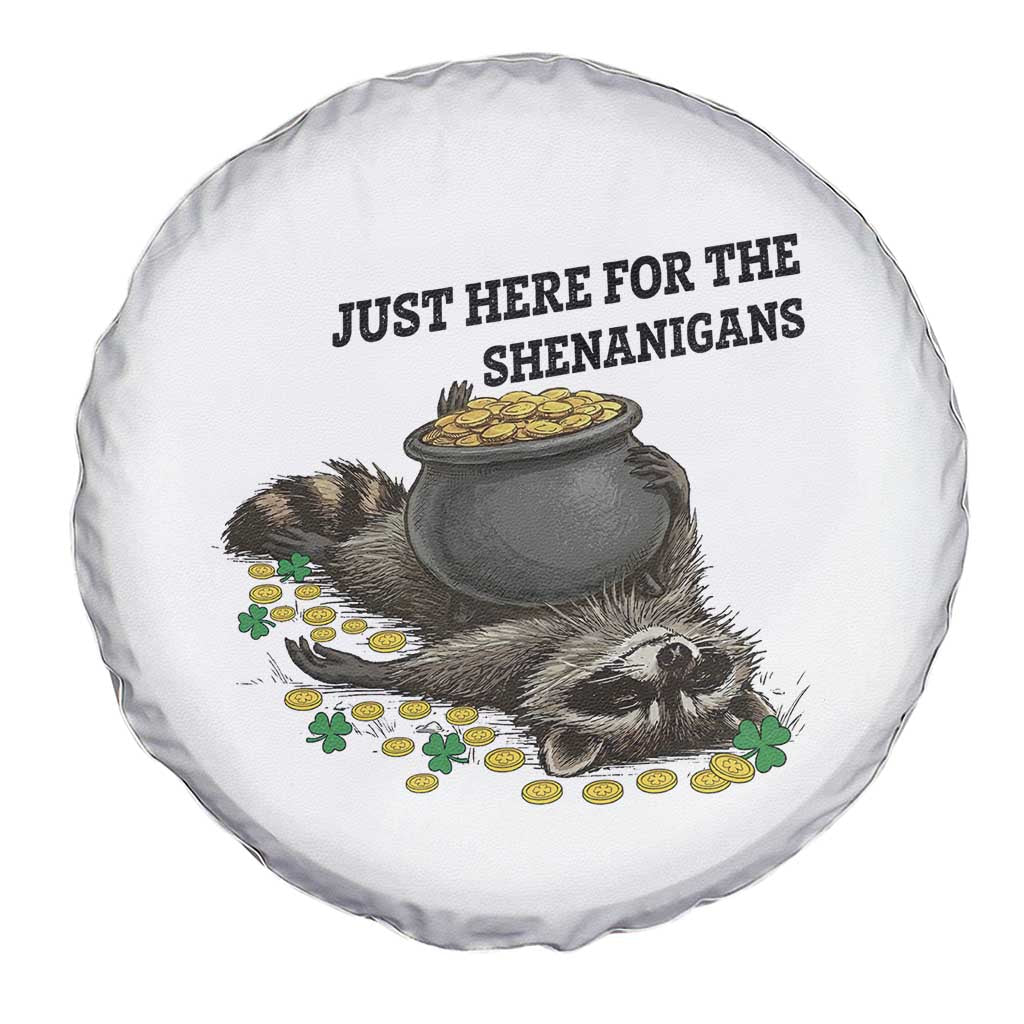 Funny Raccoon St Patricks Day Meme Spare Tire Cover Just Here For The Shenanigans