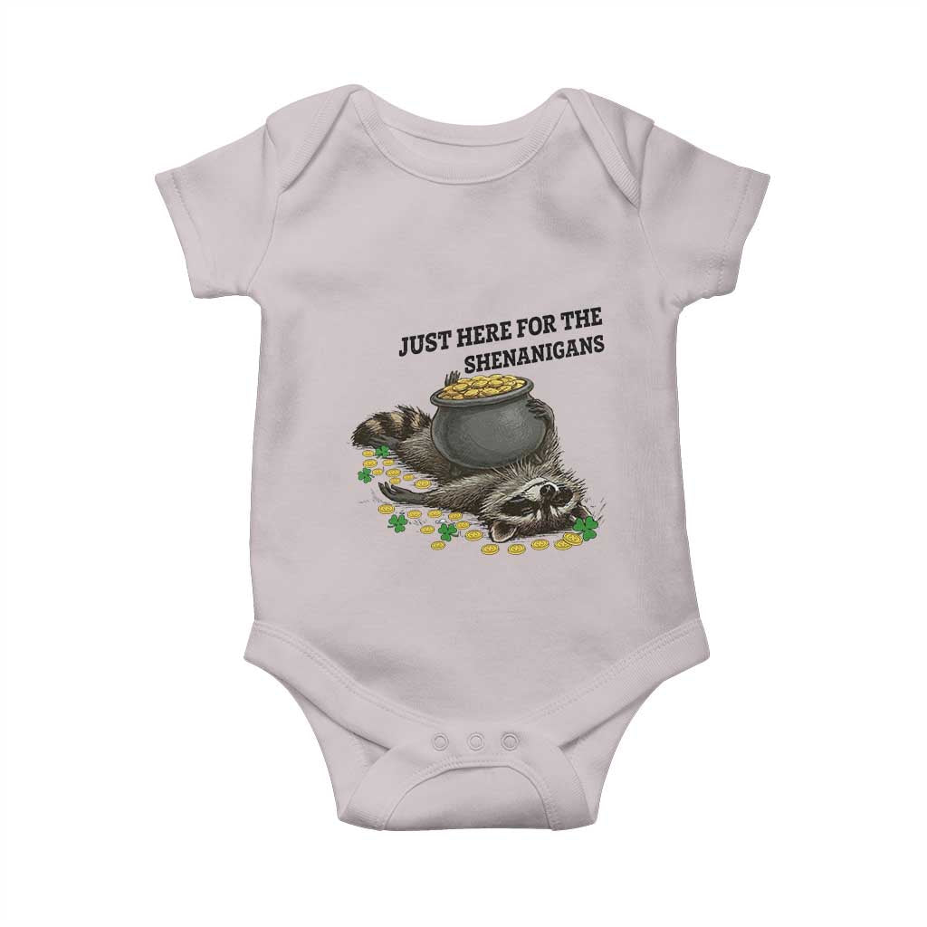 Funny Raccoon St Patricks Day Meme Baby Onesie Just Here For The Shenanigans