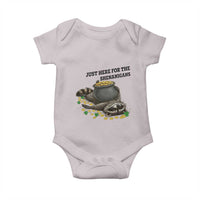Funny Raccoon St Patricks Day Meme Baby Onesie Just Here For The Shenanigans