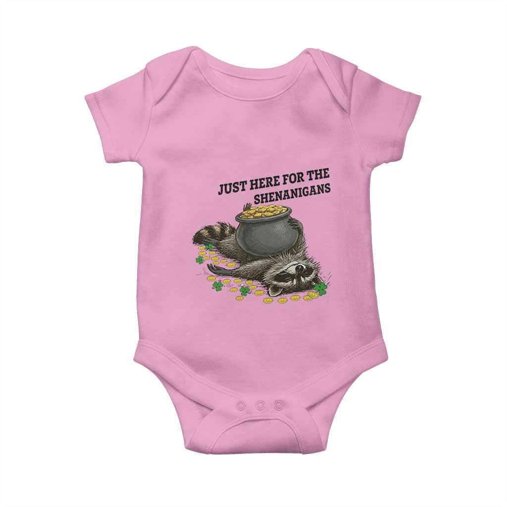Funny Raccoon St Patricks Day Meme Baby Onesie Just Here For The Shenanigans