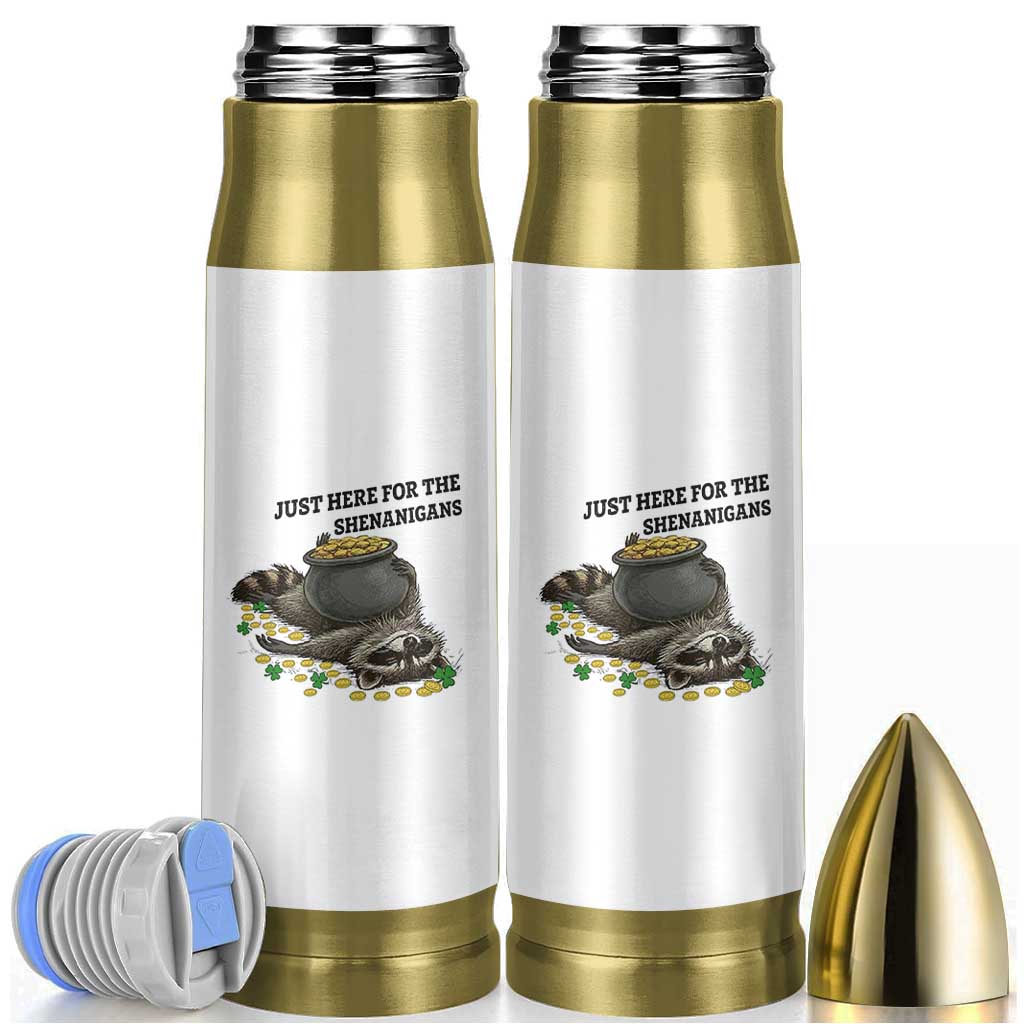 Funny Raccoon St Patricks Day Meme Bullet Tumbler Just Here For The Shenanigans