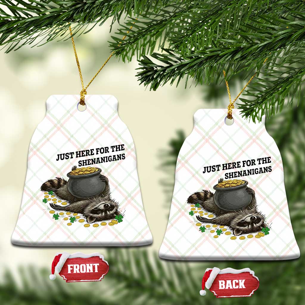 Funny Raccoon St Patricks Day Meme Ceramic Ornament Just Here For The Shenanigans