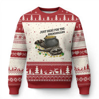 Funny Raccoon St Patricks Day Meme Ugly Christmas Sweater Just Here For The Shenanigans