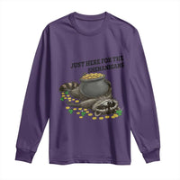 Funny Raccoon St Patricks Day Meme Long Sleeve Shirt Just Here For The Shenanigans