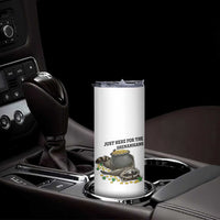 Funny Raccoon St Patricks Day Meme Skinny Tumbler Just Here For The Shenanigans