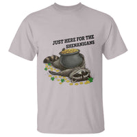 Funny Raccoon St Patricks Day Meme T Shirt Just Here For The Shenanigans