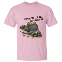 Funny Raccoon St Patricks Day Meme T Shirt Just Here For The Shenanigans