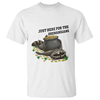 Funny Raccoon St Patricks Day Meme T Shirt Just Here For The Shenanigans