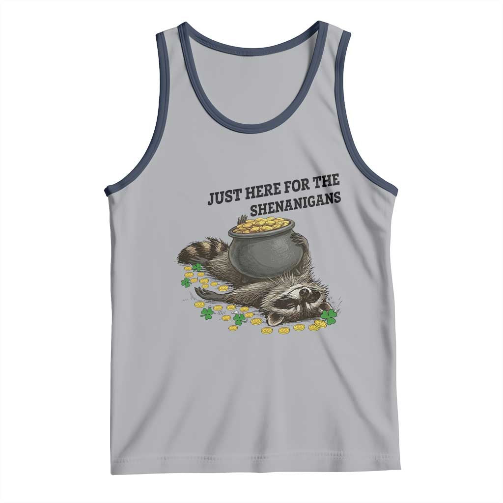 Funny Raccoon St Patricks Day Meme Tank Top Just Here For The Shenanigans