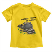 Funny Raccoon St Patricks Day Meme Toddler T Shirt Just Here For The Shenanigans