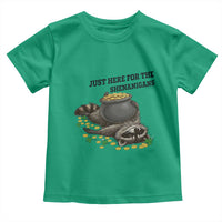 Funny Raccoon St Patricks Day Meme Toddler T Shirt Just Here For The Shenanigans