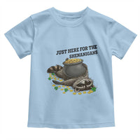 Funny Raccoon St Patricks Day Meme Toddler T Shirt Just Here For The Shenanigans