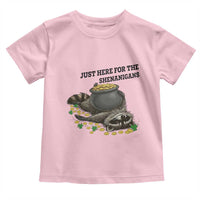 Funny Raccoon St Patricks Day Meme Toddler T Shirt Just Here For The Shenanigans