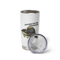 Funny Raccoon St Patricks Day Meme Tumbler Cup Just Here For The Shenanigans