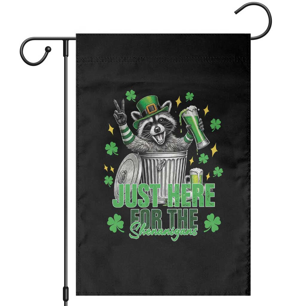 Funny Raccoon Drinking Beer St Patricks Day Garden Flag Just Here For The Shenanigans