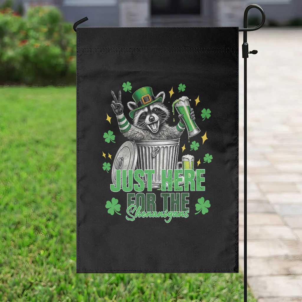 Funny Raccoon Drinking Beer St Patricks Day Garden Flag Just Here For The Shenanigans
