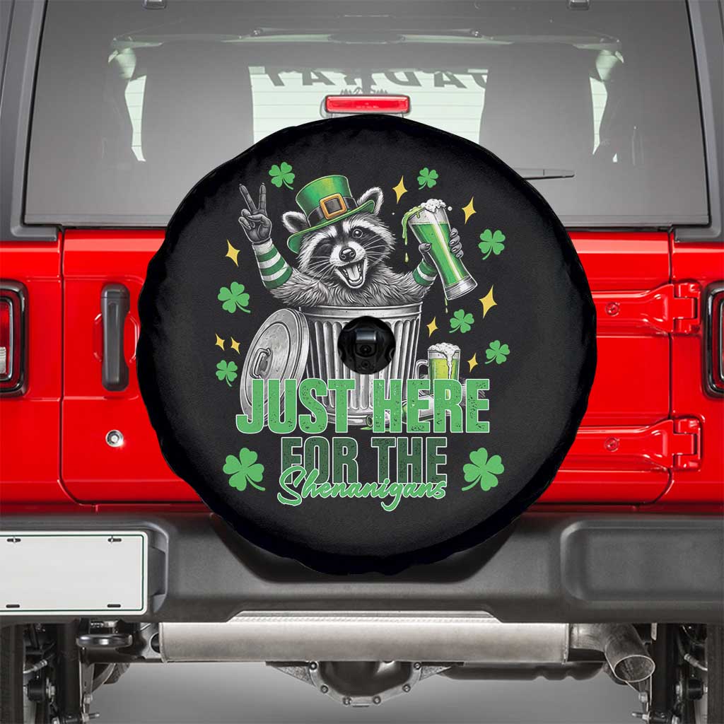 Funny Raccoon Drinking Beer St Patricks Day Spare Tire Cover Just Here For The Shenanigans