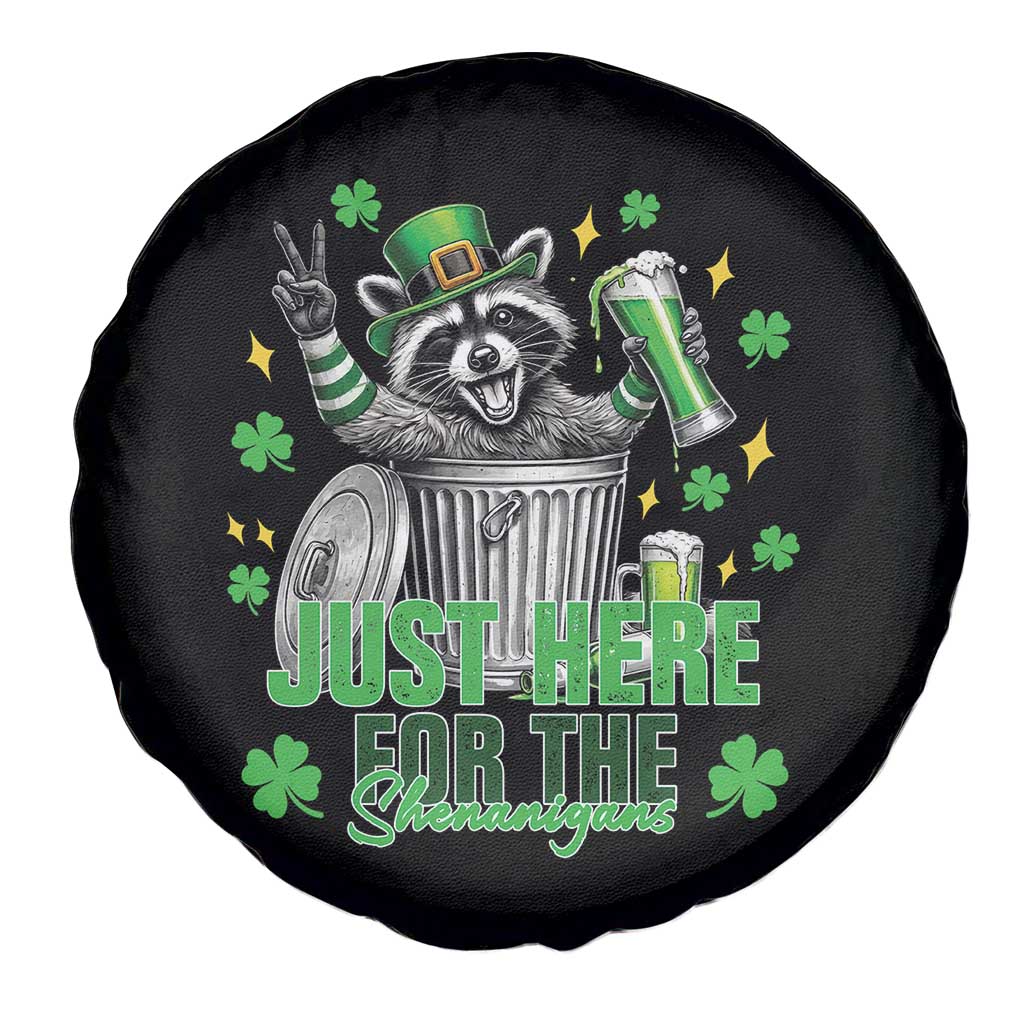 Funny Raccoon Drinking Beer St Patricks Day Spare Tire Cover Just Here For The Shenanigans