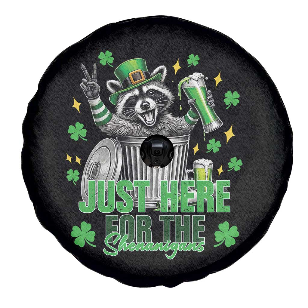 Funny Raccoon Drinking Beer St Patricks Day Spare Tire Cover Just Here For The Shenanigans