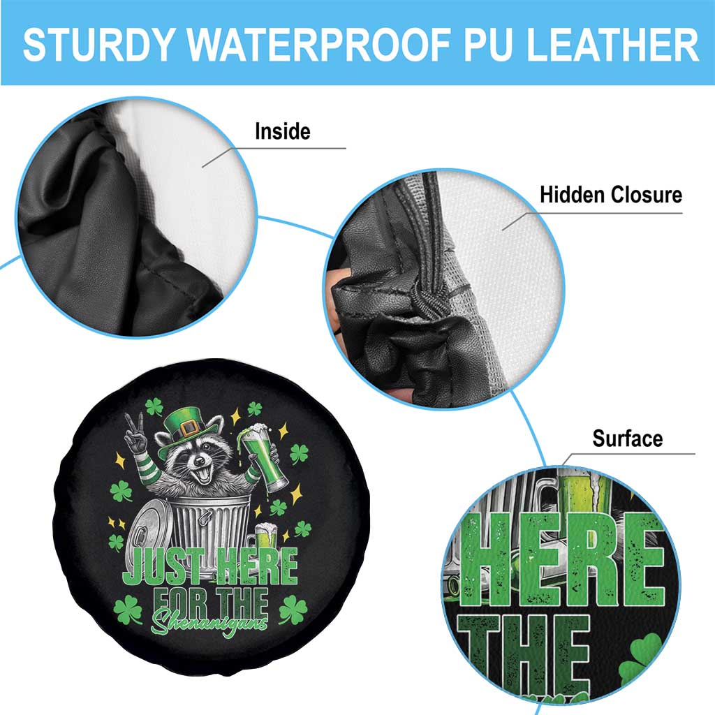 Funny Raccoon Drinking Beer St Patricks Day Spare Tire Cover Just Here For The Shenanigans
