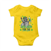 Funny Raccoon Drinking Beer St Patricks Day Baby Onesie Just Here For The Shenanigans
