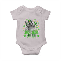Funny Raccoon Drinking Beer St Patricks Day Baby Onesie Just Here For The Shenanigans